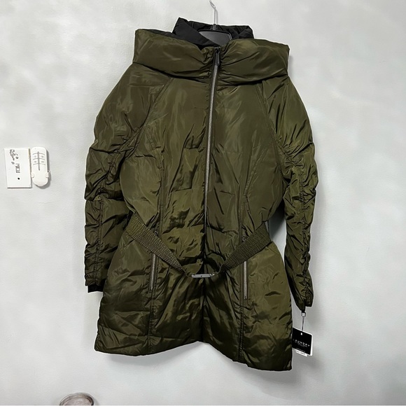 Laundry by Shelli Segal Hooded Belted Parka Jacket In MilitGry -Military Color - Picture 5 of 16